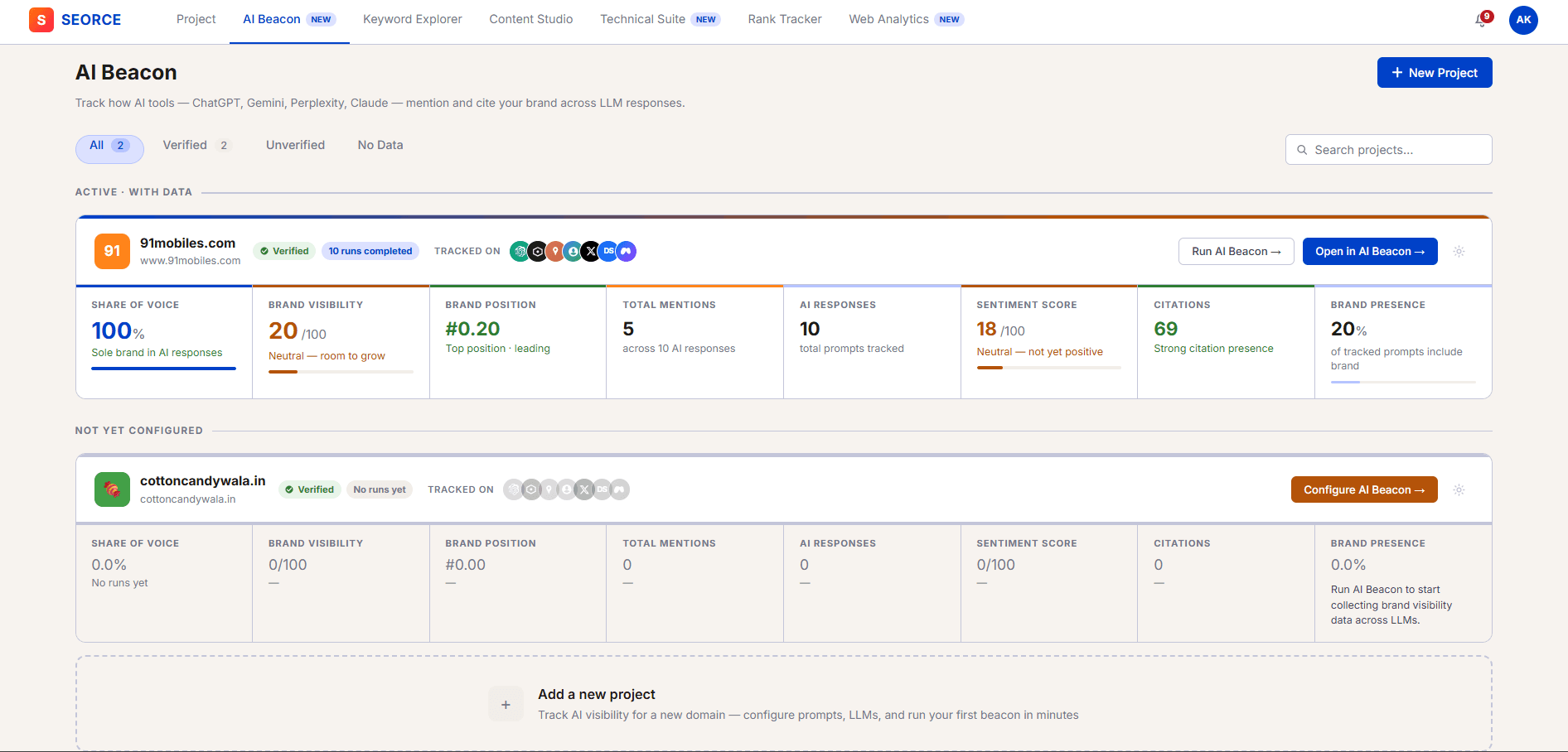 AI Beacon — Citation Dashboard