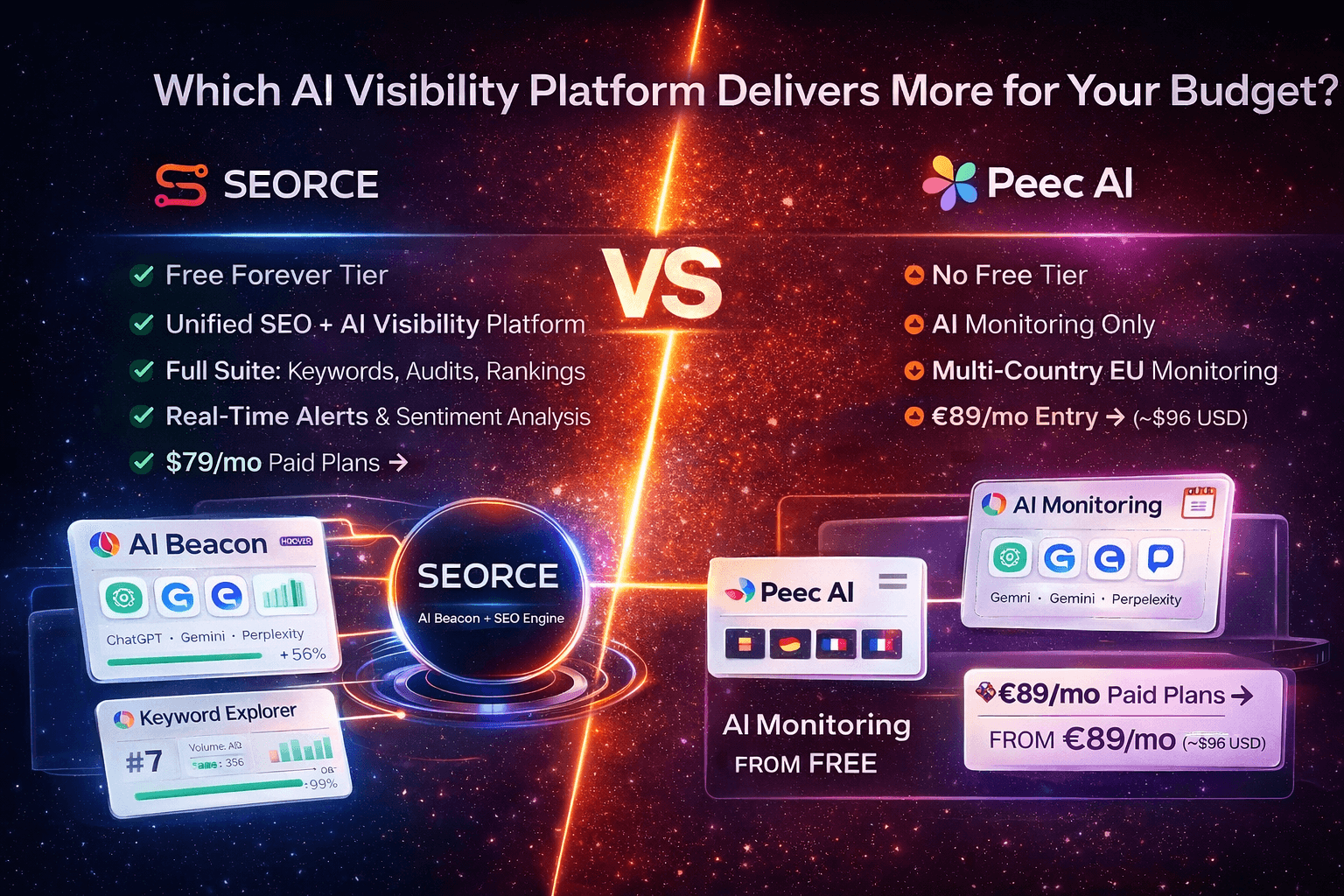 SEORCE vs Peec AI (2026): Which AI Visibility Platform Delivers More for Your Budget?
